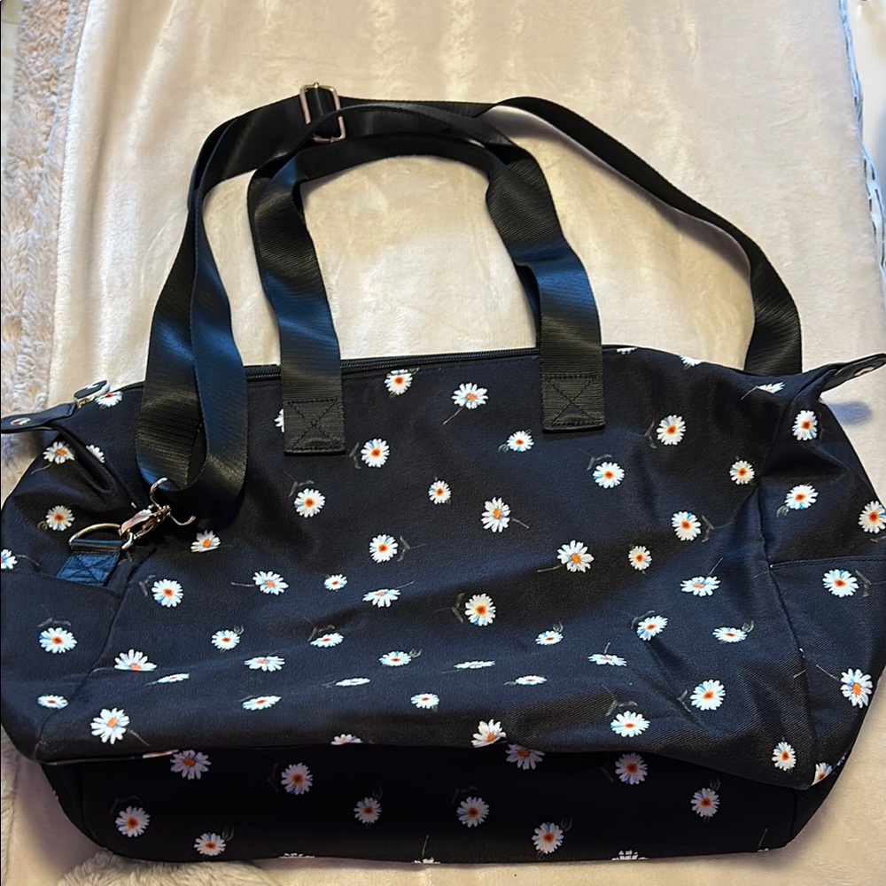 Black Floral Tote Bag